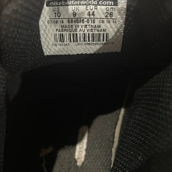 Nike Air Max MVP II Metal Men's Black and White Athletic Cleats Size 10 - Picture 7 of 8